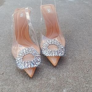 Zara clear nude heels eu 37